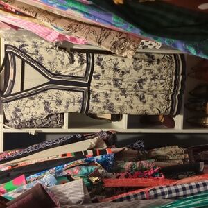 Tory Burch Silk Interlock Print V-neck Ivory Toile Casual Dress